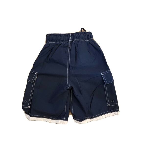 Tropical Escape Boys Size 4 Swim Trunks Shorts 2 Side Pockets Blue/White Elastic - Picture 5 of 12